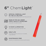 12 hour 6 inch cyalume military chemlight red lightstick information