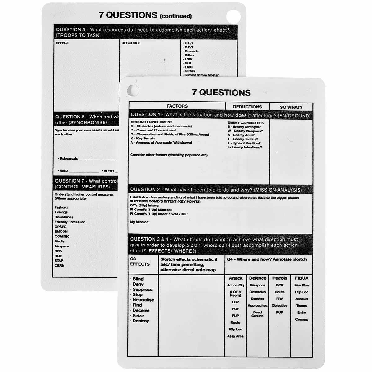 a6 7 questions plastic battle slate card