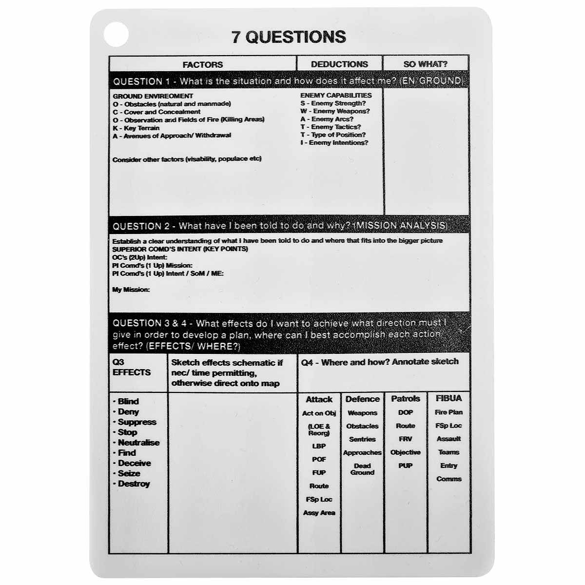 a6 7 questions plastic double sided slate card