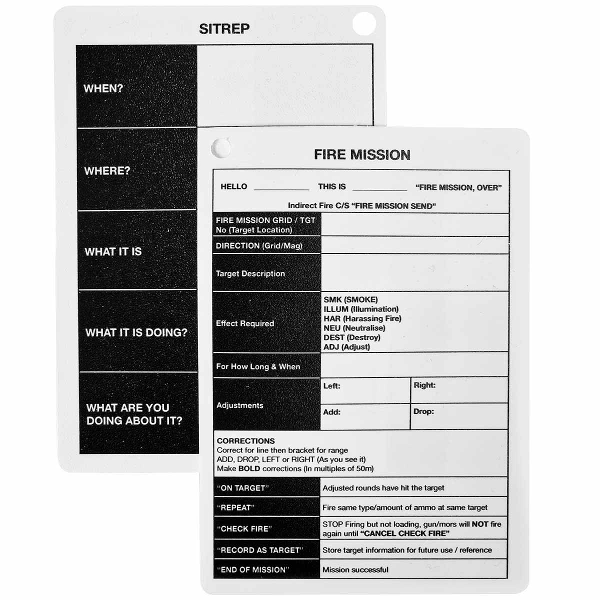 a6 fire mission sitrep plastic battle slate card