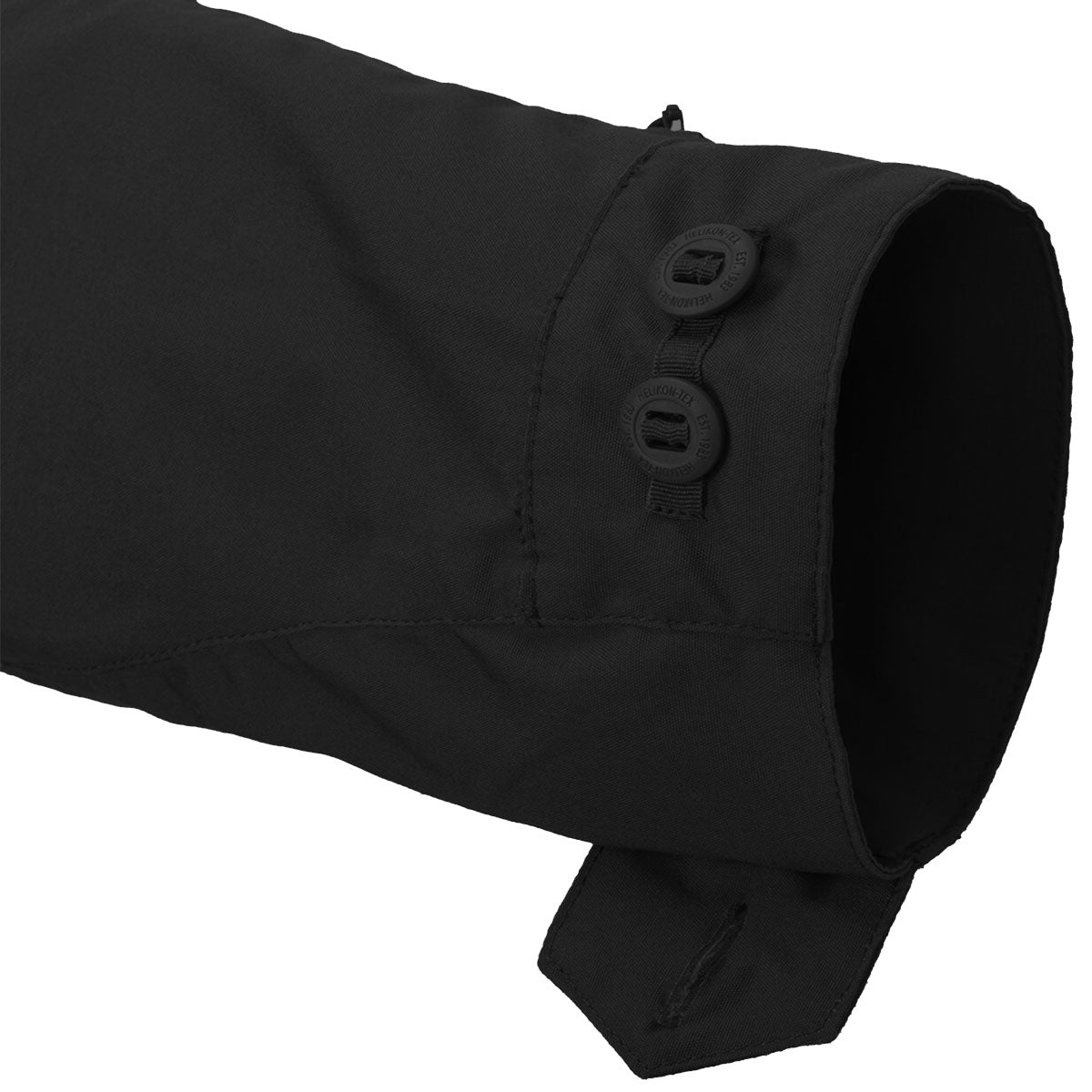 adjustable buttoned cuffs on helikon black covert m65 jacket