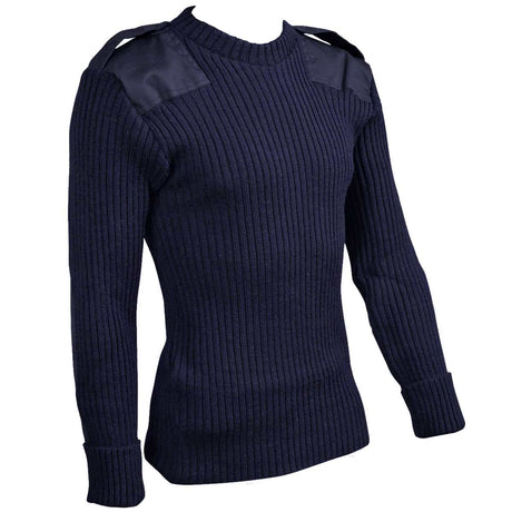 army woolly pully jumper with patches navy