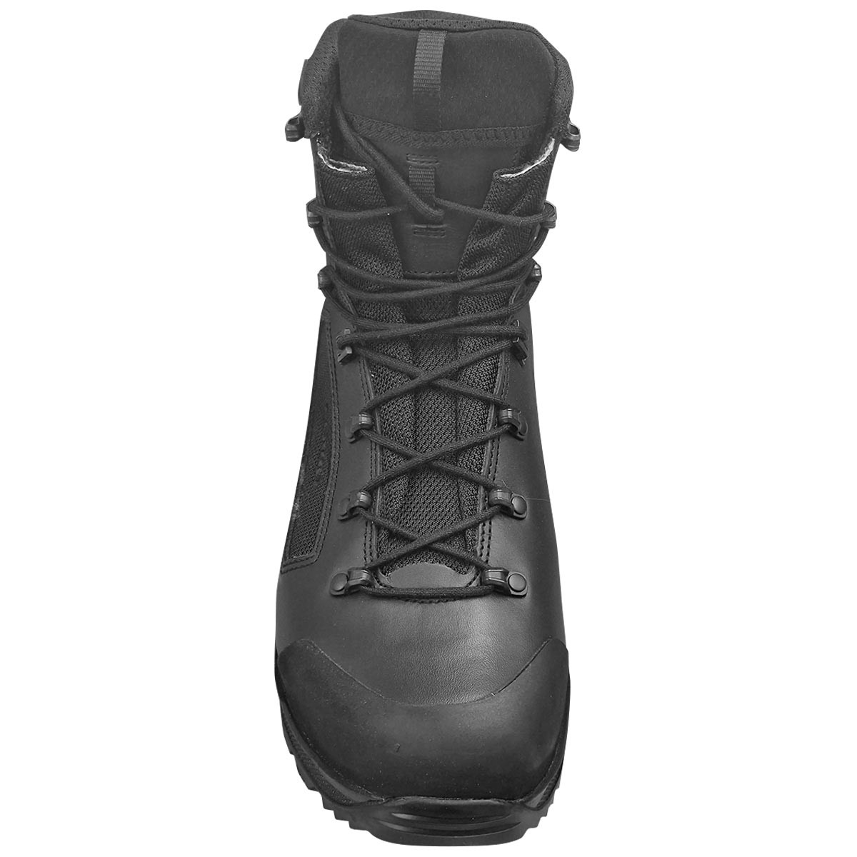 black lowa breacher gtx mid boot front view