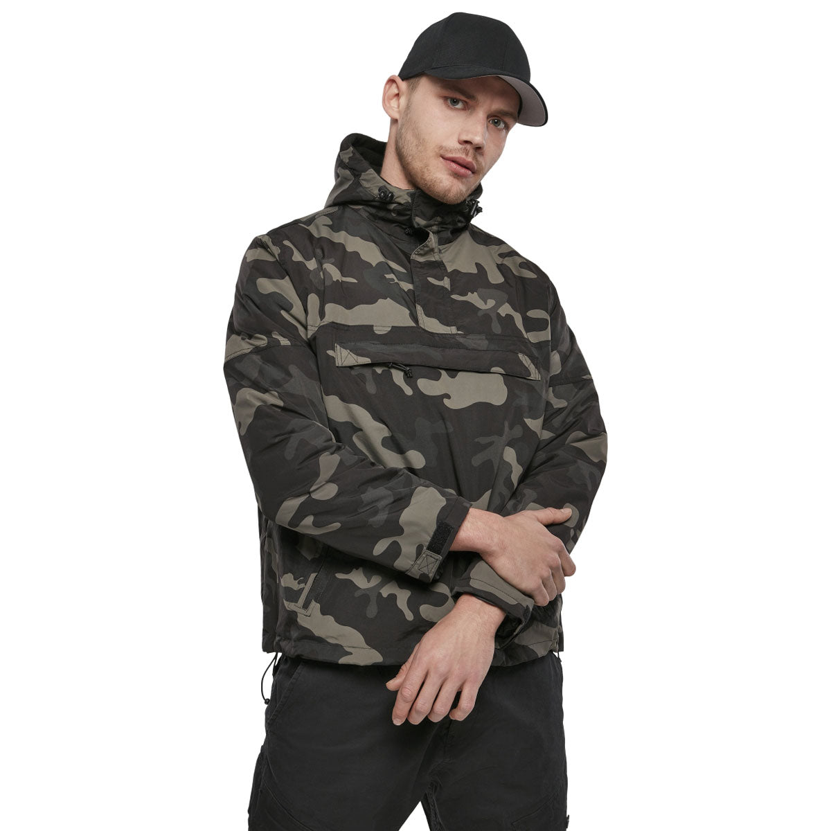 brandit dark camo windbreaker jacket front chest pocket