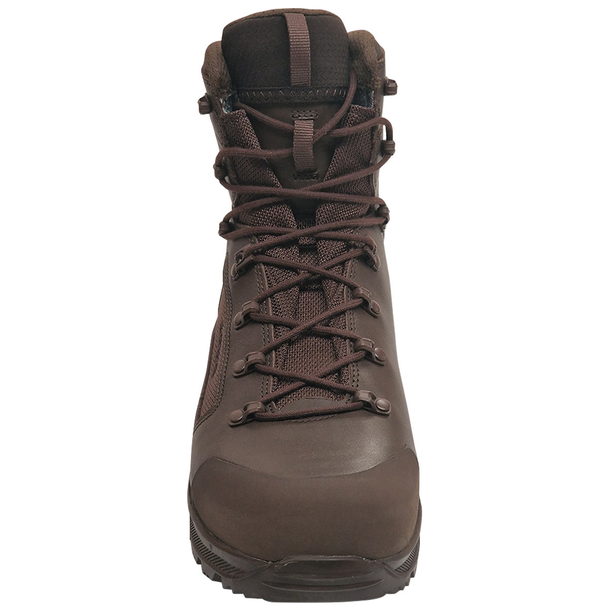 brown lowa breacher gtx mid boot front view