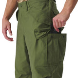 cargo leg pocket on green helikon m65 trousers nyco sateen