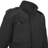 chest pockets of black nyco sateen helikon m65 jacket