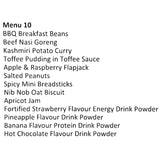 contents of british army 24 hour general purpose ration pack menu 10