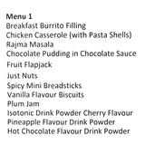 contents of british army 24 hour general purpose ration pack menu 1