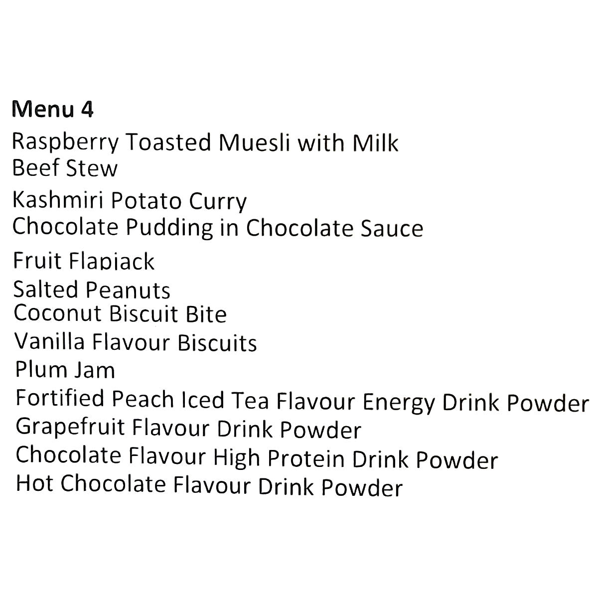 contents of british army 24 hour general purpose ration pack menu 4