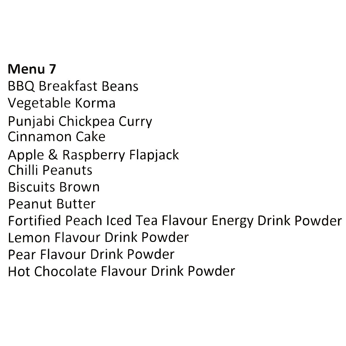 contents of british army 24 hour general purpose ration pack menu 7