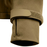 cuff with thumb hole of stoirm coyote tan tactical softshell jacket