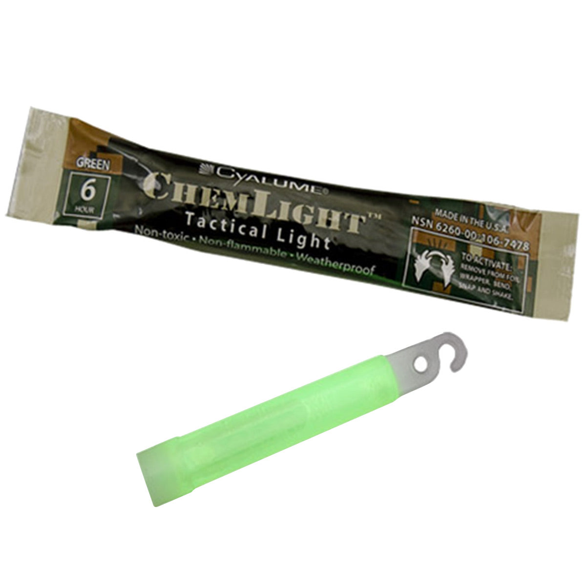 cyalume-militchemlight green lightstick 6 hour 4 inch