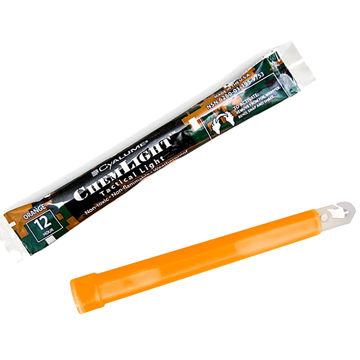 cyalume military orange chemlight lightstick 12 hour 6 inch