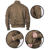 dark coyote mil tec us tactical flight jacket rear pocket zip cuff details