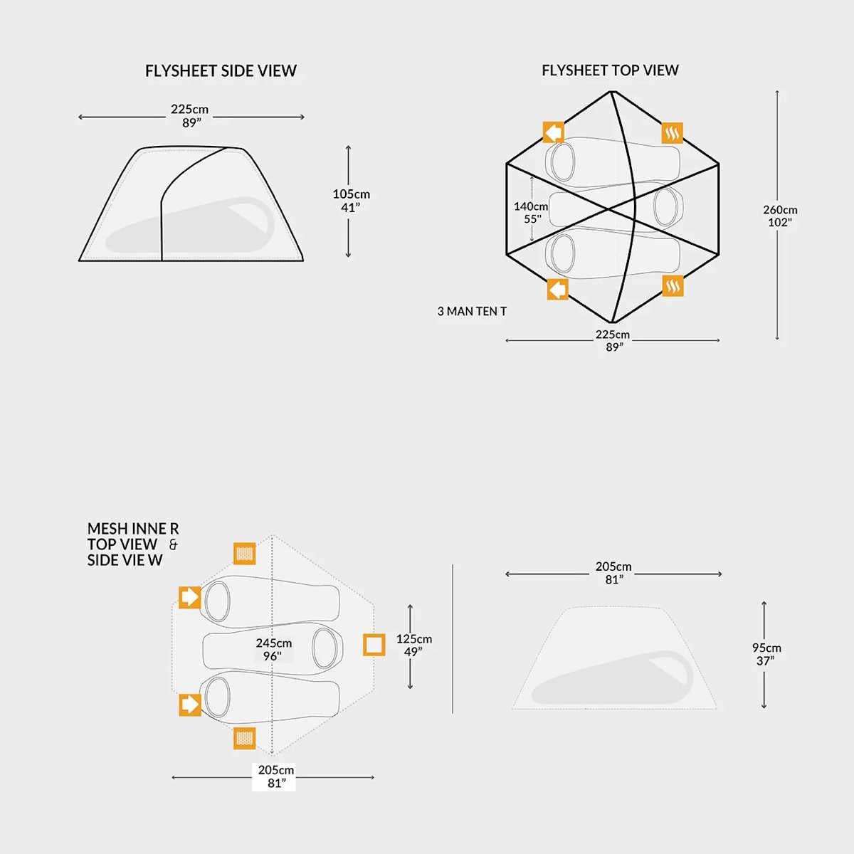 dimension diagram of snugpak bunker ix tent