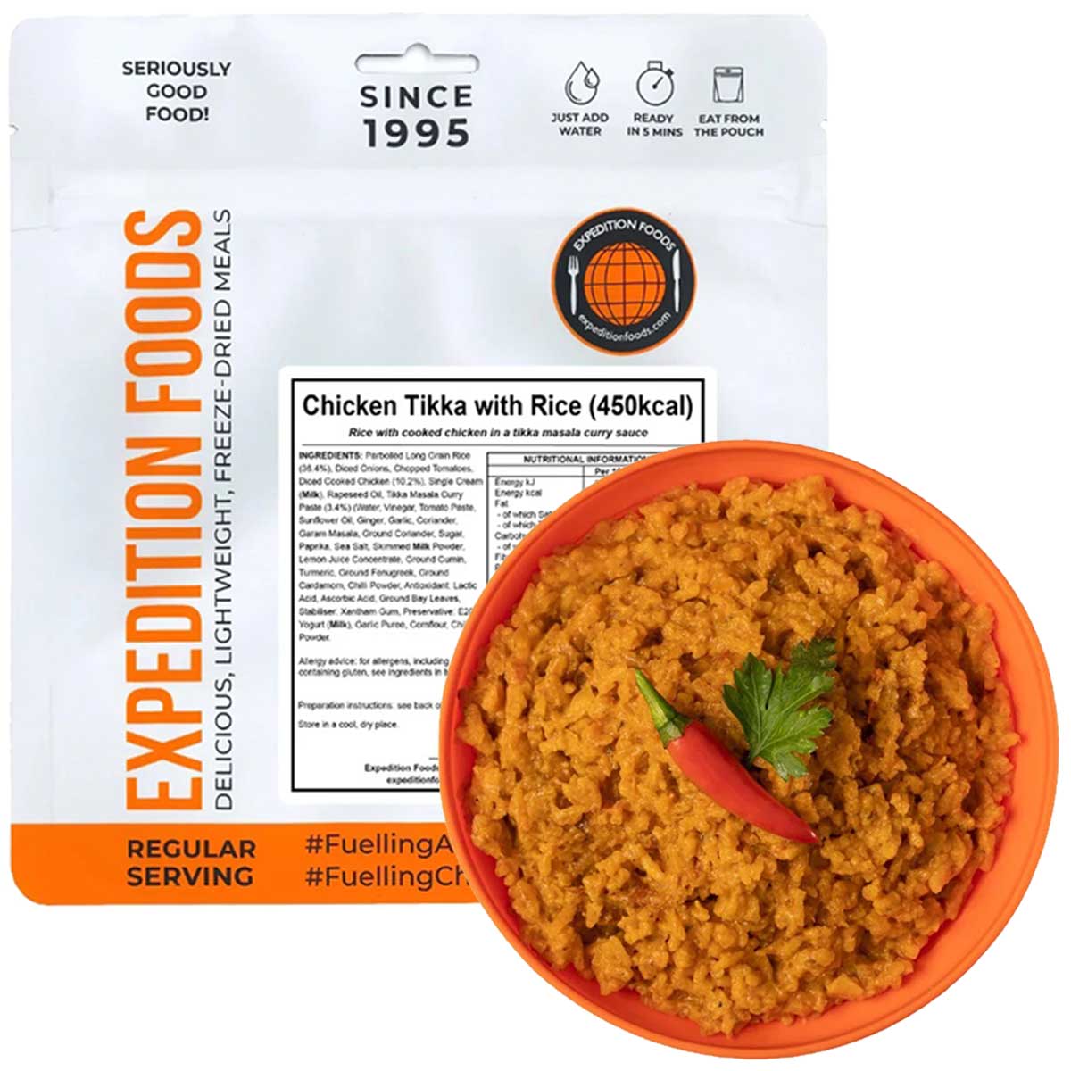 expedition foods chicken tikka with rice 450 kcal