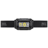 front of black petzl aria 2 rgb headlamp