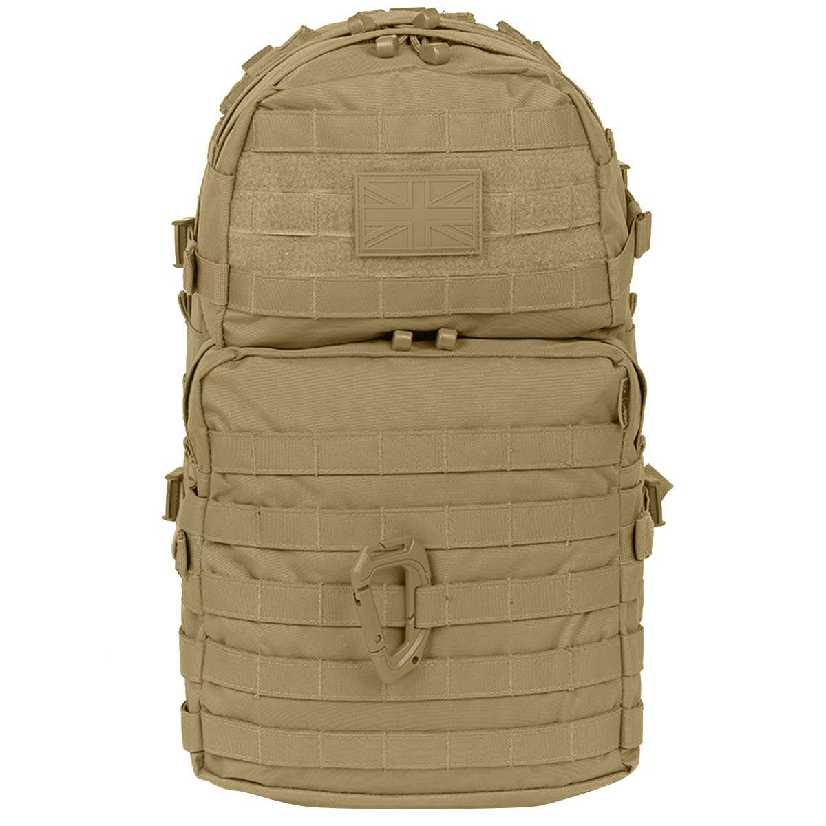 front view kombat molle 40l assault pack coyote