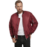 front view of brandit ma1 burgundy bomber jacket with full zip