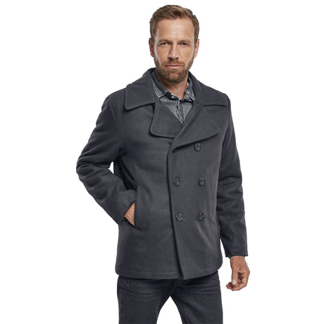 front view of brandit pea coat anthracite grey