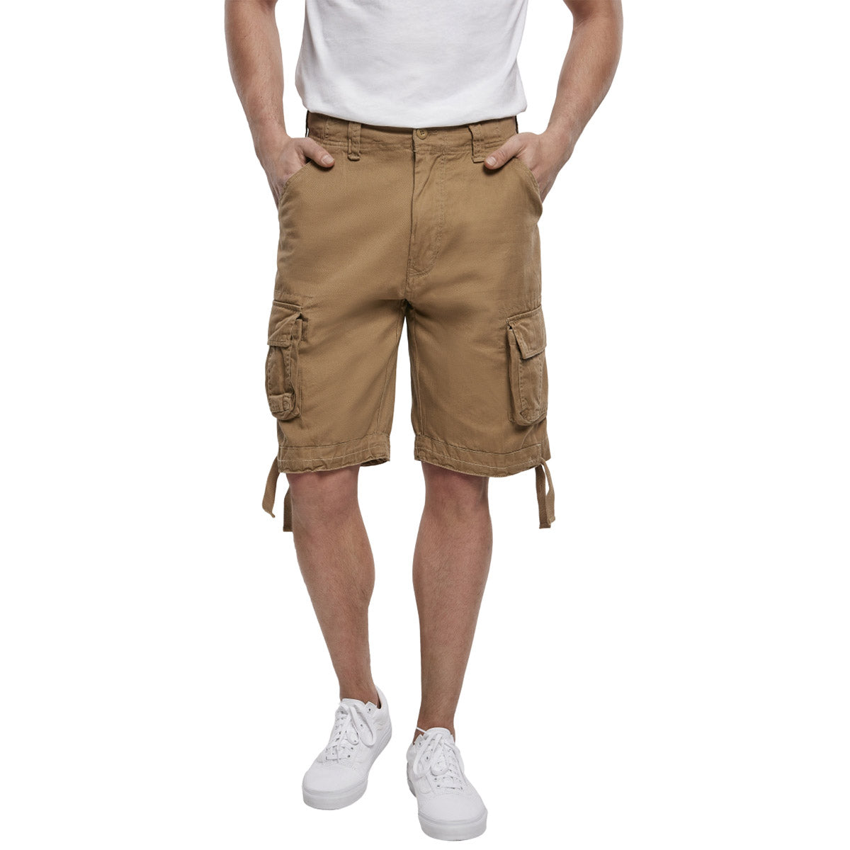 front view of brandit urban legend beige shorts