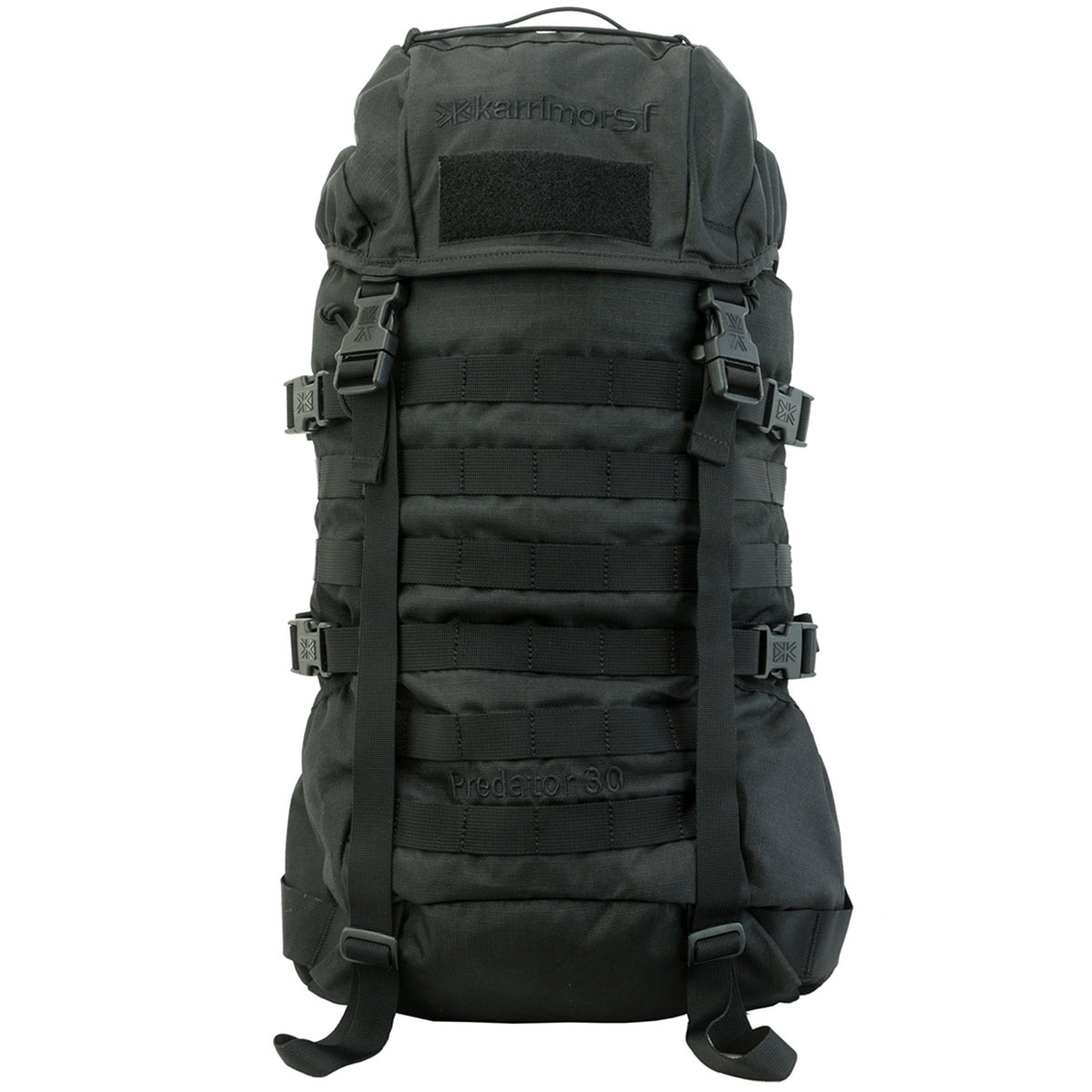 front view of karrimor sf black predator 30l daysack