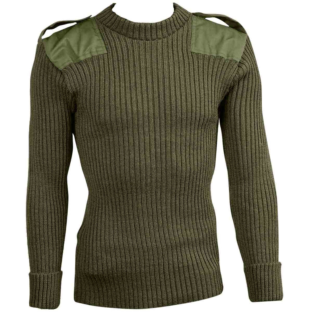 Woolly Pully Army Jumper + Patches Epaulettes Olive | Military Kit
