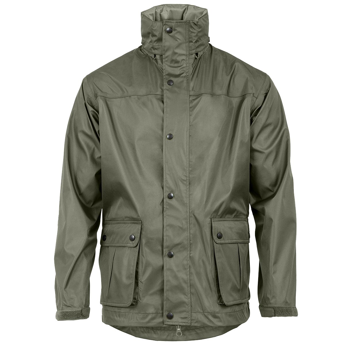 front view of ranger green highlander tempest waterproof jacket