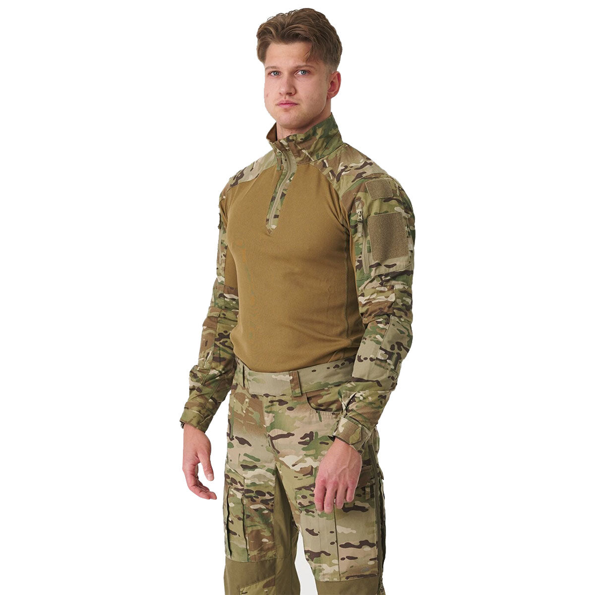 helikon multicam mcdu combat shirt worn by model