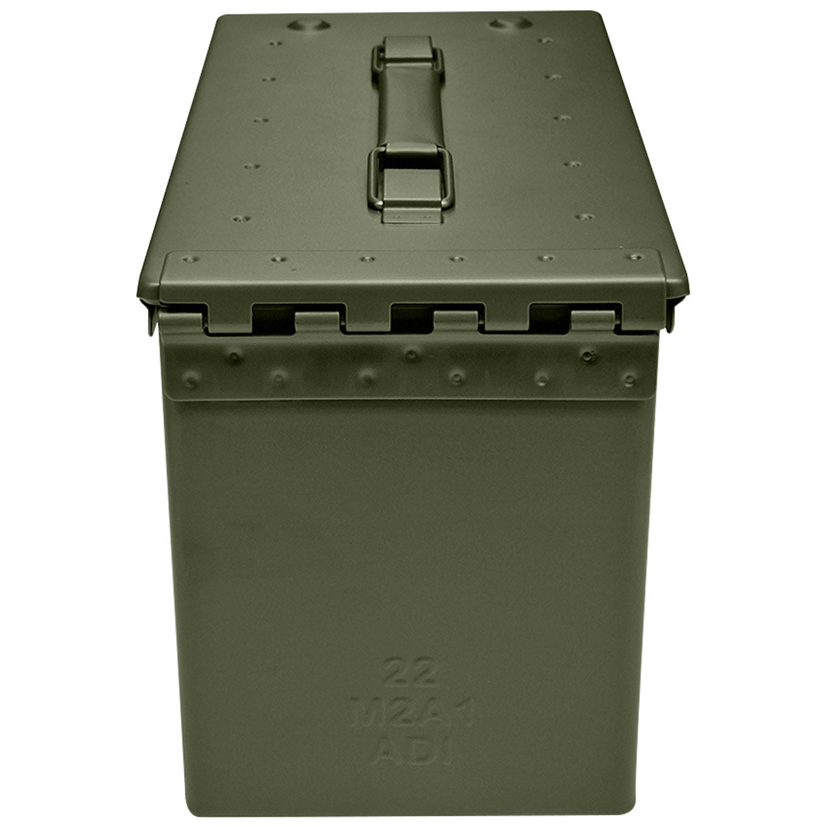 hinged lid on new british army olive 50 cal ammo box