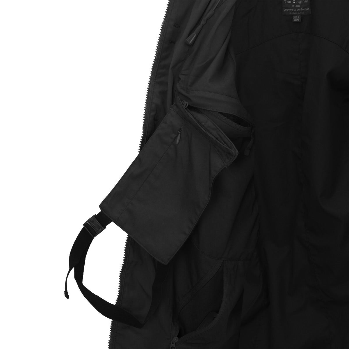 inner pocket with detachable pouch on helikon covert m65 black jacket