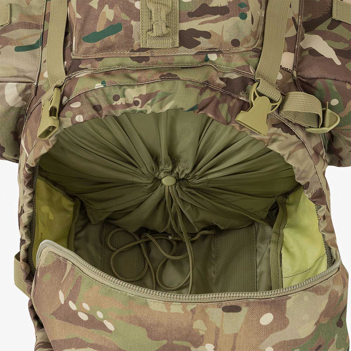 lower opening on highlander forces hmtc camo 66l rucksack