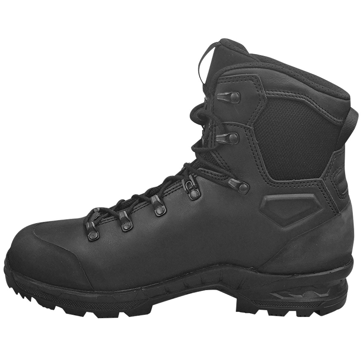 medial view of black lowa breacher mid boot