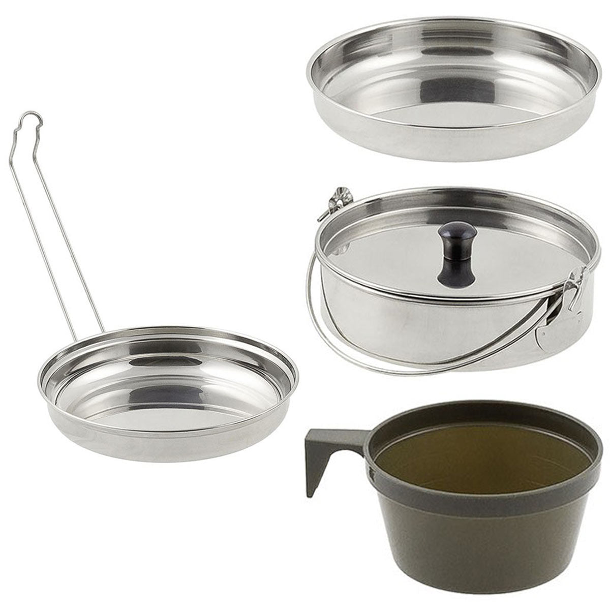 mfh stainless steel mess kit 5 piece set