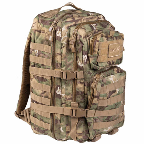 mil tec molle assault pack 36l woodland arid front