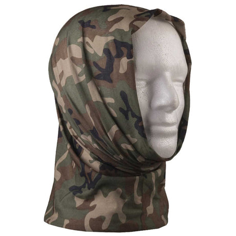 mil tec multi functional woodland camo headover