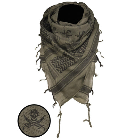 mil tec shemagh head scarf olive black skulls