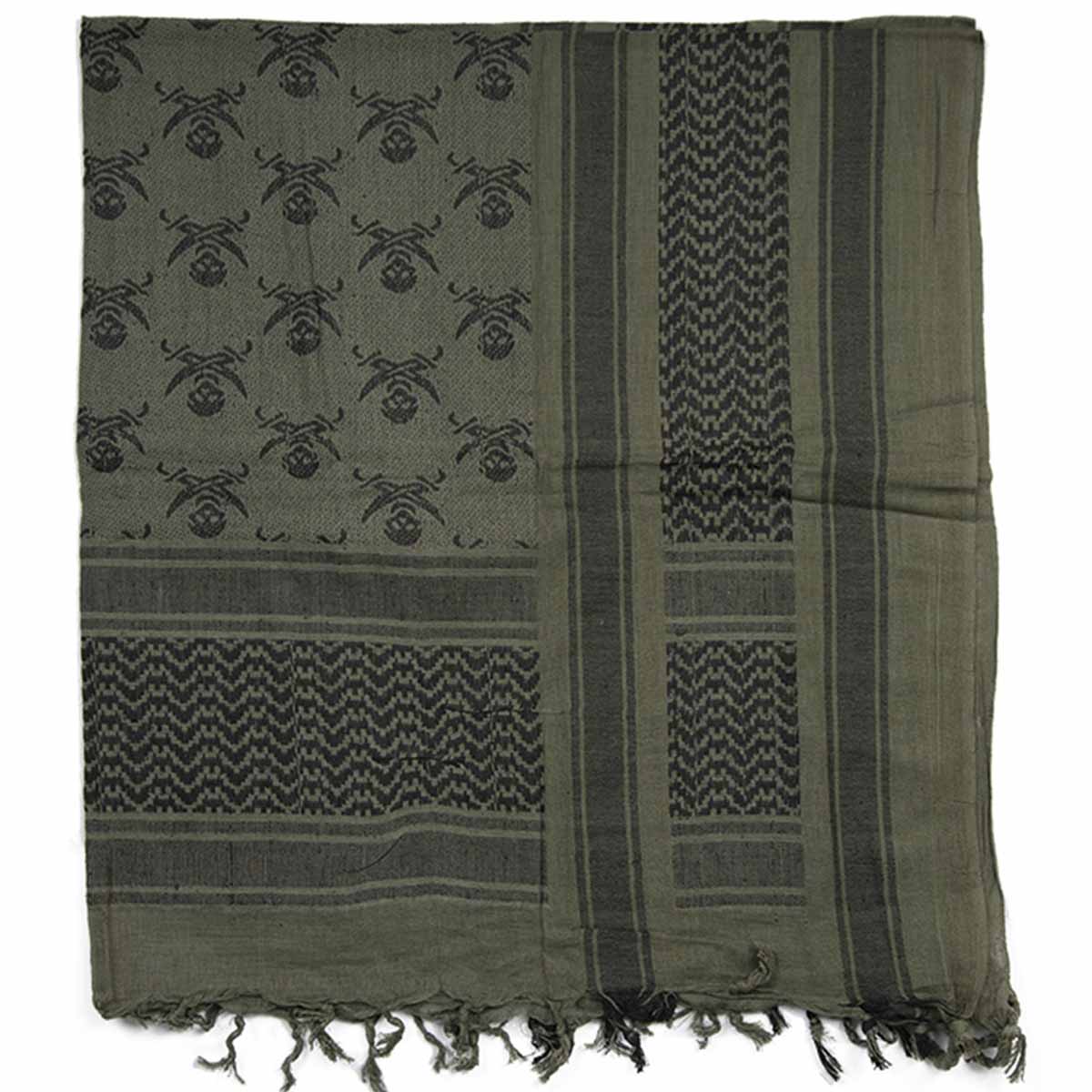 mil tec shemagh head scarf skull black olive folded