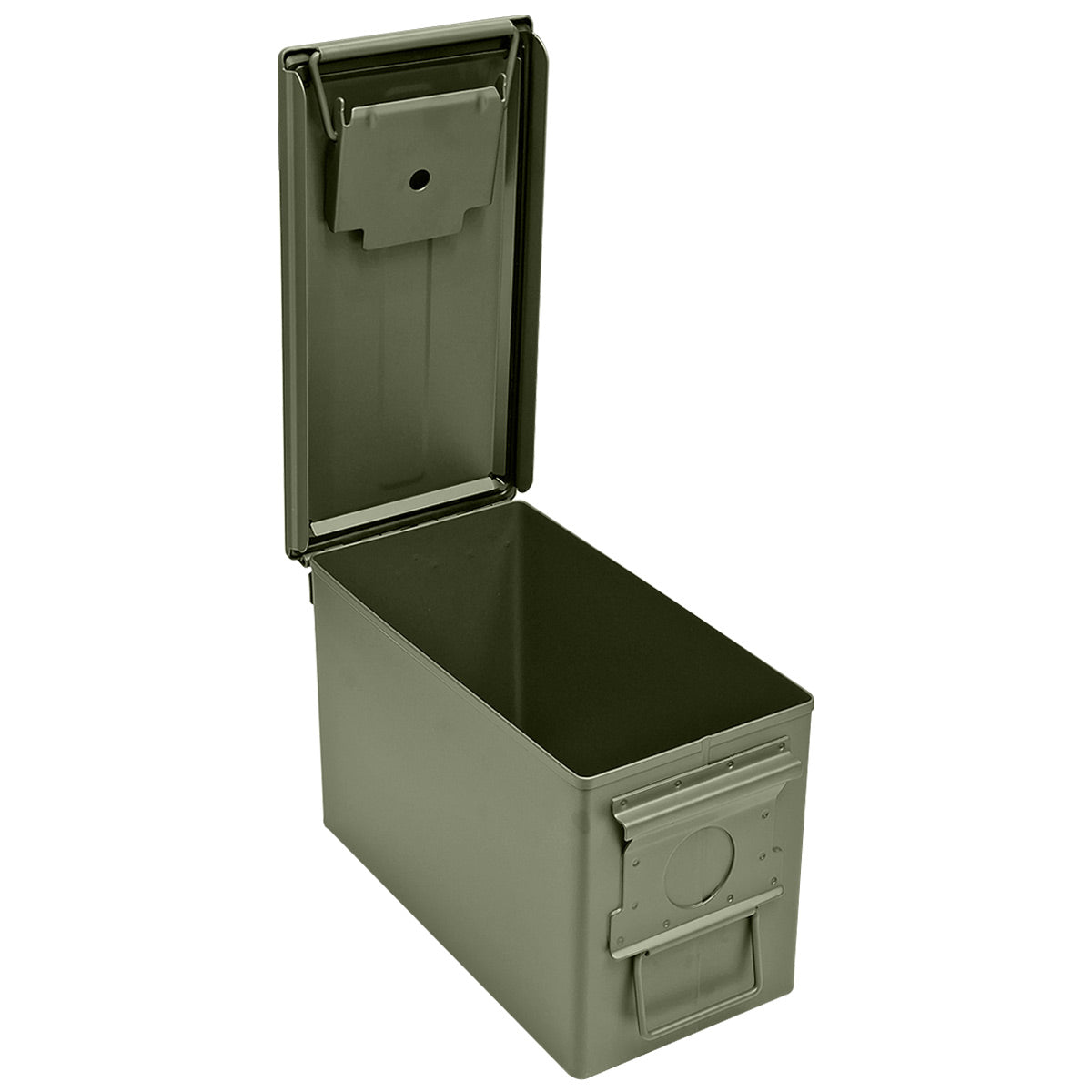 open lid with seal of british army 50 cal new olive ammo box