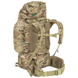 rear angle of highlander forces 66l rucksack hmtc camo