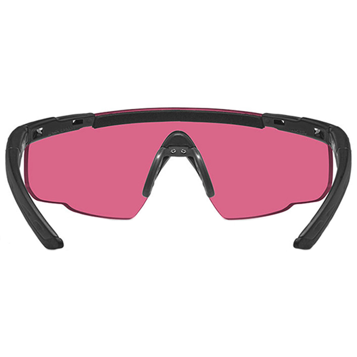 rear lens view of wiley x vermillion saber advanced ballistic glasses