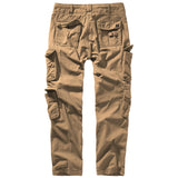 rear of beige brandit pure slim fit cargo trousers