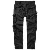 rear of black brandit pure slim fit cargo trousers