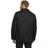 rear of brandit black pea coat