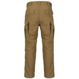 rear of helikon bdu mk2 coyote trousers with reinforced seat