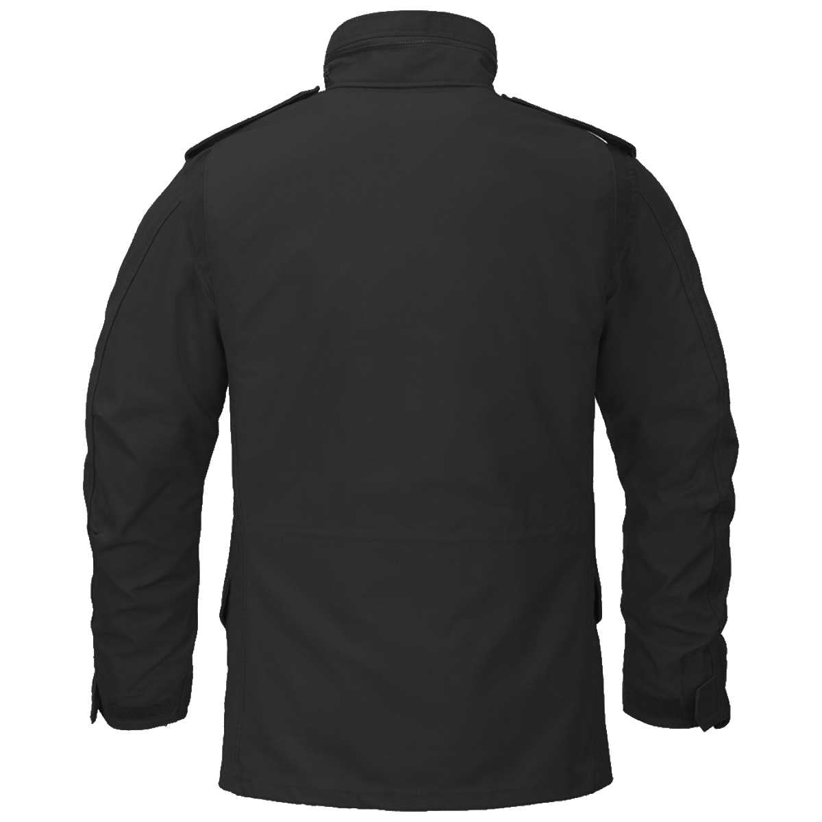 rear of helikon m65 black field jacket nyco sateen