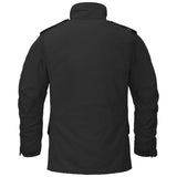 rear of helikon m65 black field jacket nyco sateen