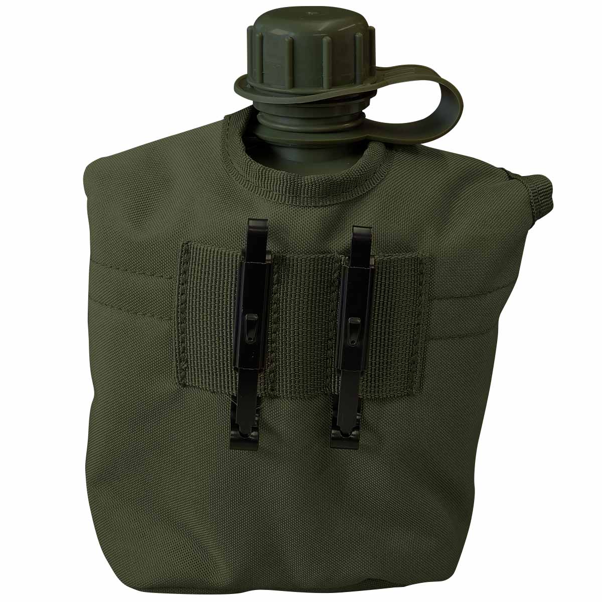 rear of kombat water bottle olive green cover