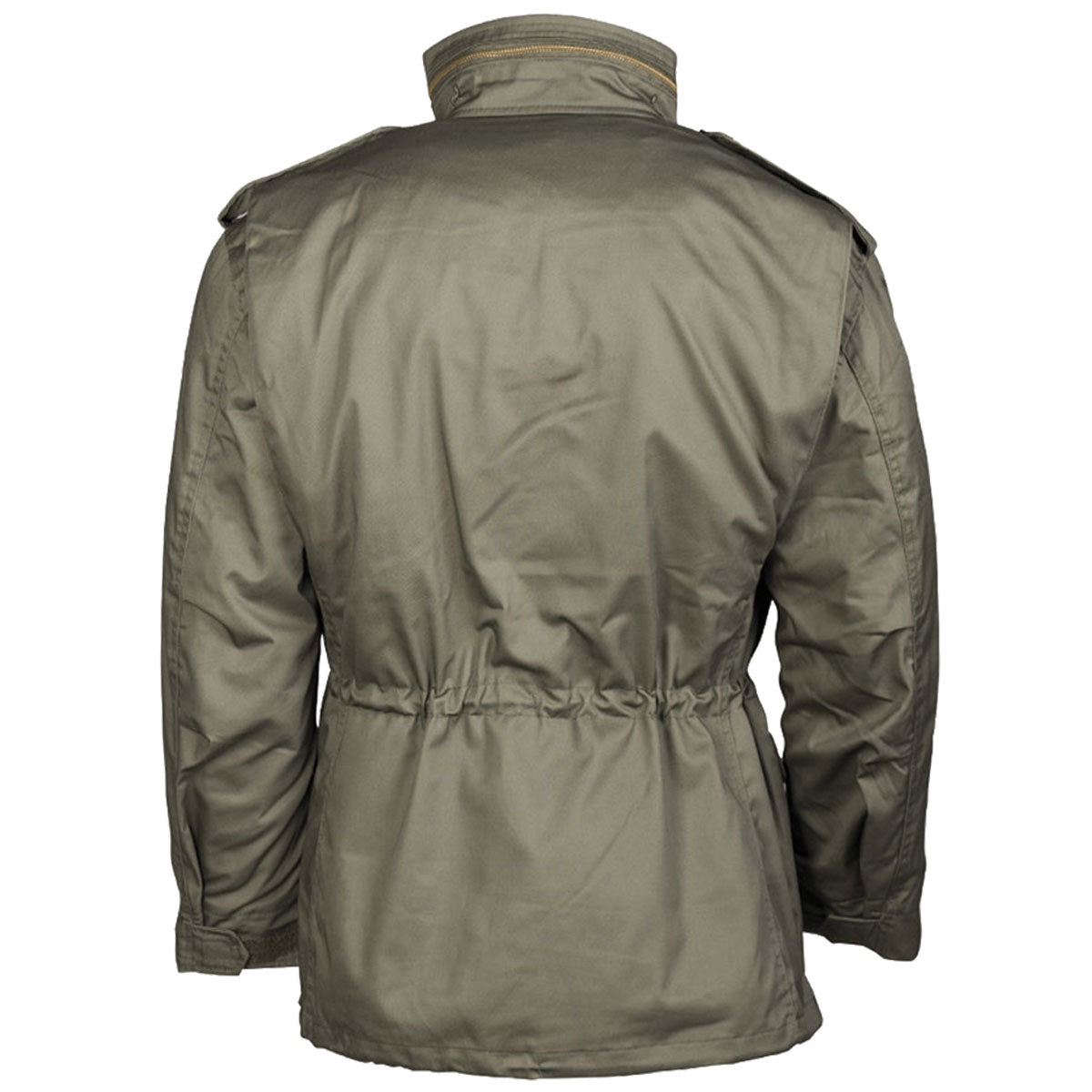 rear of olive drab mil tec classic m65 field jacket with liner